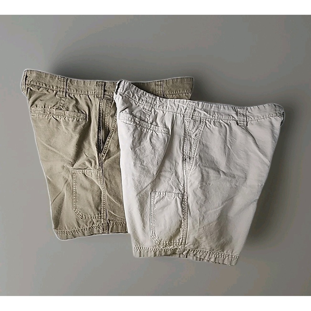 Lot 2 Columbia Men's 40W/8L Cargo‎ Shorts Khaki & Stone Outdoor Hiking Classic - Picture 3 of 15